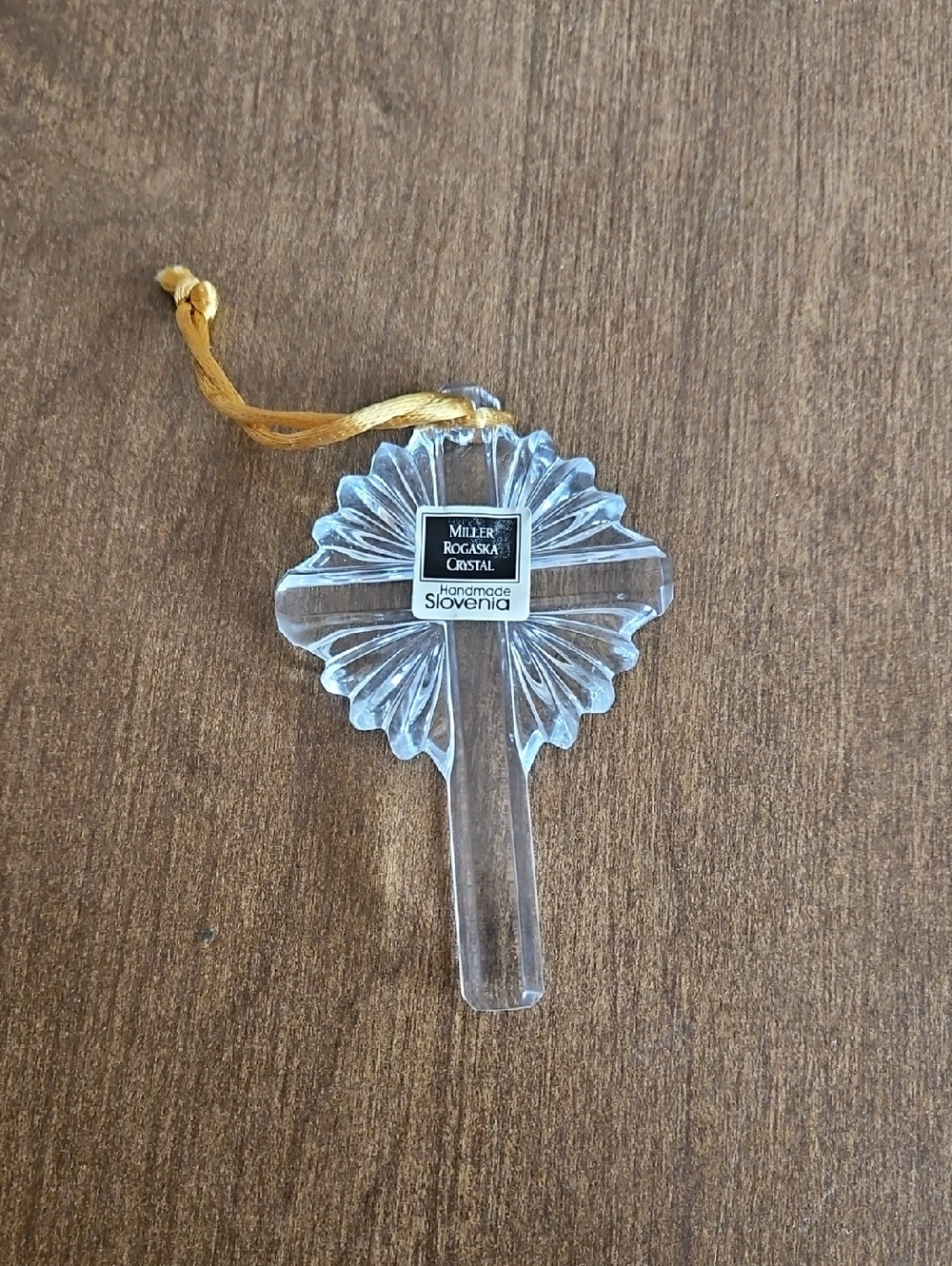 Miller Rogaska Crystal Cross Ornament, 3 1/2 “, hand made Slovenia 